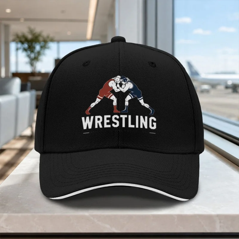 Adjustable Wrestling Sports Pattern Sandwich Cap – Lightweight Unisex Hat for Outdoor, Weddings, Parties, Gifts