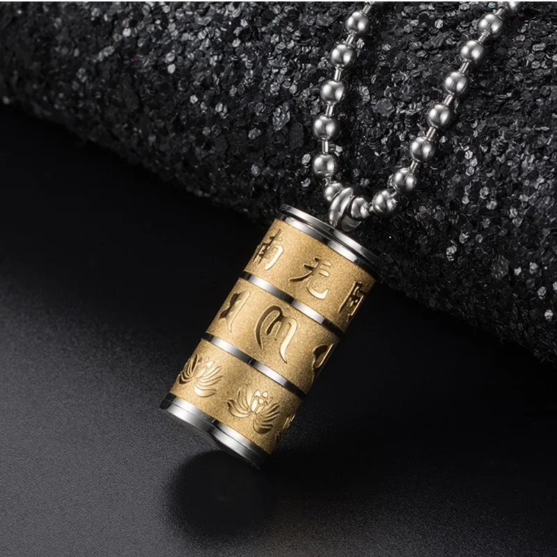 Colgante de acero de titanio Retro, Mantra, Shurangama, MANTRA, Sutra budista, barril, amuleto de transporte, joyería, collares