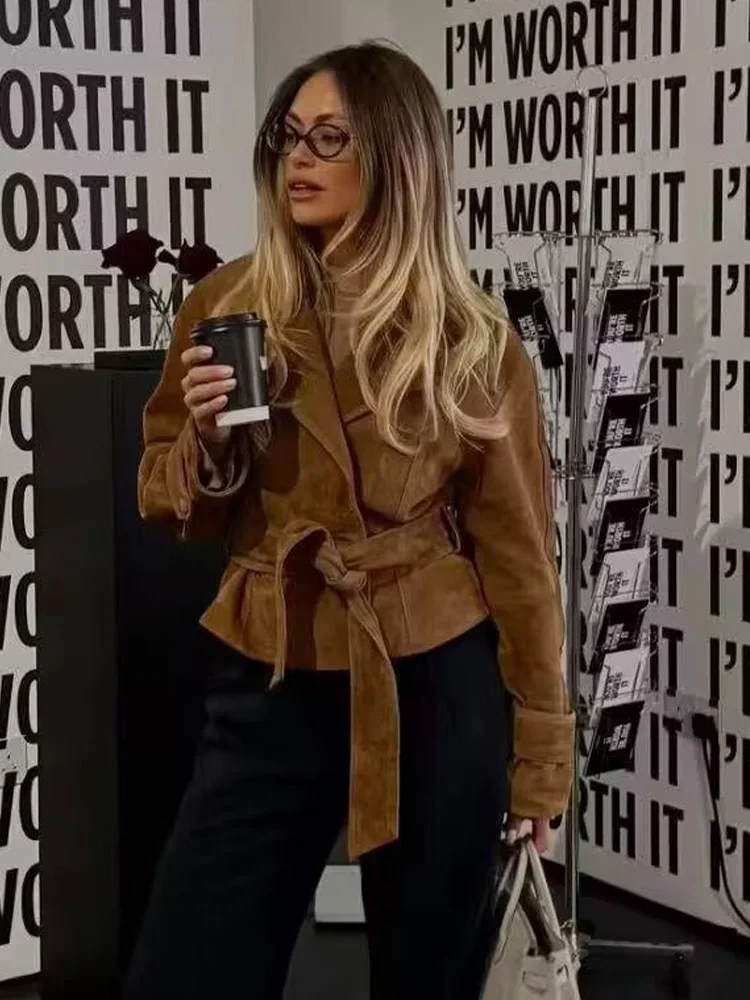 HH femmes élégant revers vestes col rabattu poche bouton à lacets décoration hiver femmes solide manches longues manteaux à la mode