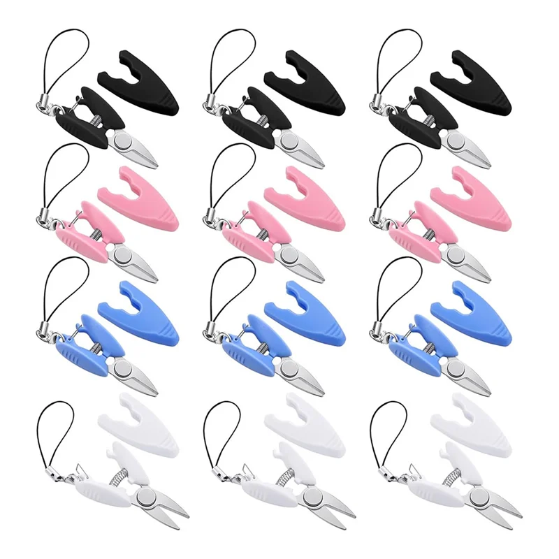 12Pcs Tiny Compact Keychain Scissors Set With Cover-Mini Small Yarn Scissors For Travel-Sized For Travel