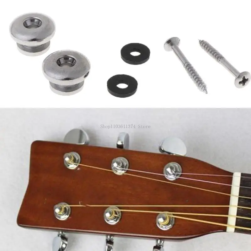 

2 Chrome Strap Button Locks Washer Screws Replacement Part For Mandolin Guitar
