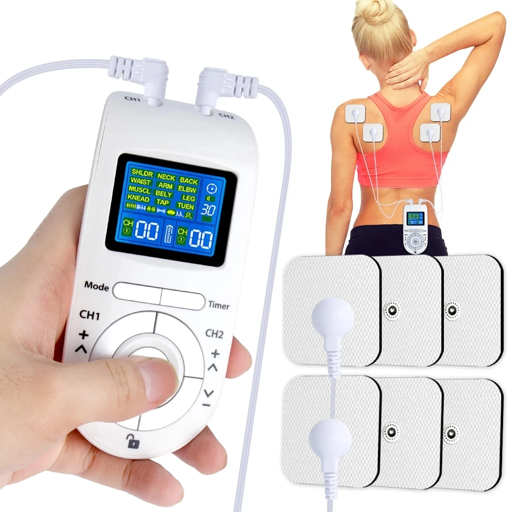 Digital 12 Modes Tens Machine Unit 4 Electrode Pads Relieve Fatigue Pulse Body Massage Electroestimulador EMS Muscle Stimulation