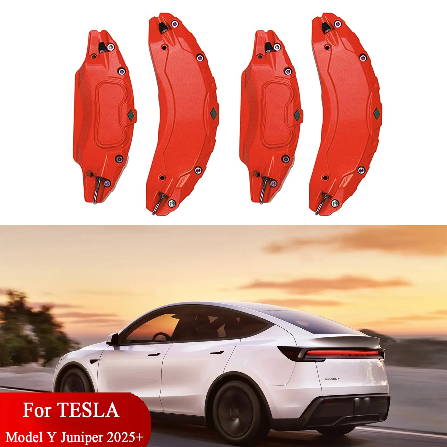 For Tesla Juniper Brake Caliper Cover 2025 2026 AWD 19 20 inch Wheel 4pcs with Decals(not fit RWD made in Berlin,others fit)