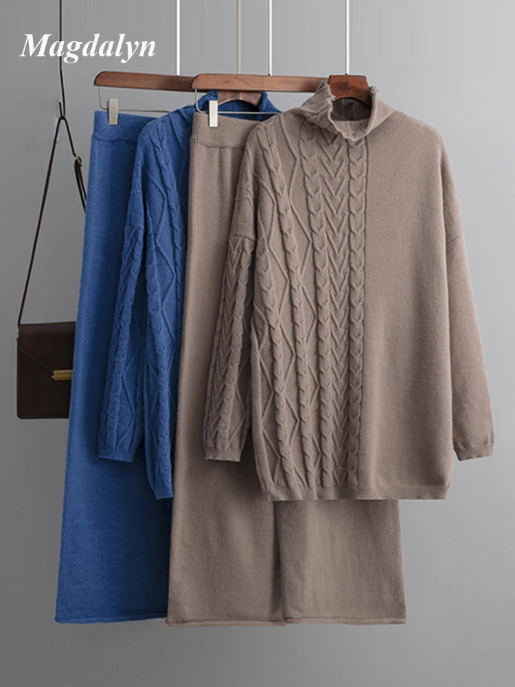 

Комплект из двух предметов Magdalyn, женский зимний спортивный костюм, теплый тренировочный Повседневный весенне-осенний Свободный Топ, штаны, свитер, костюмы, наряды