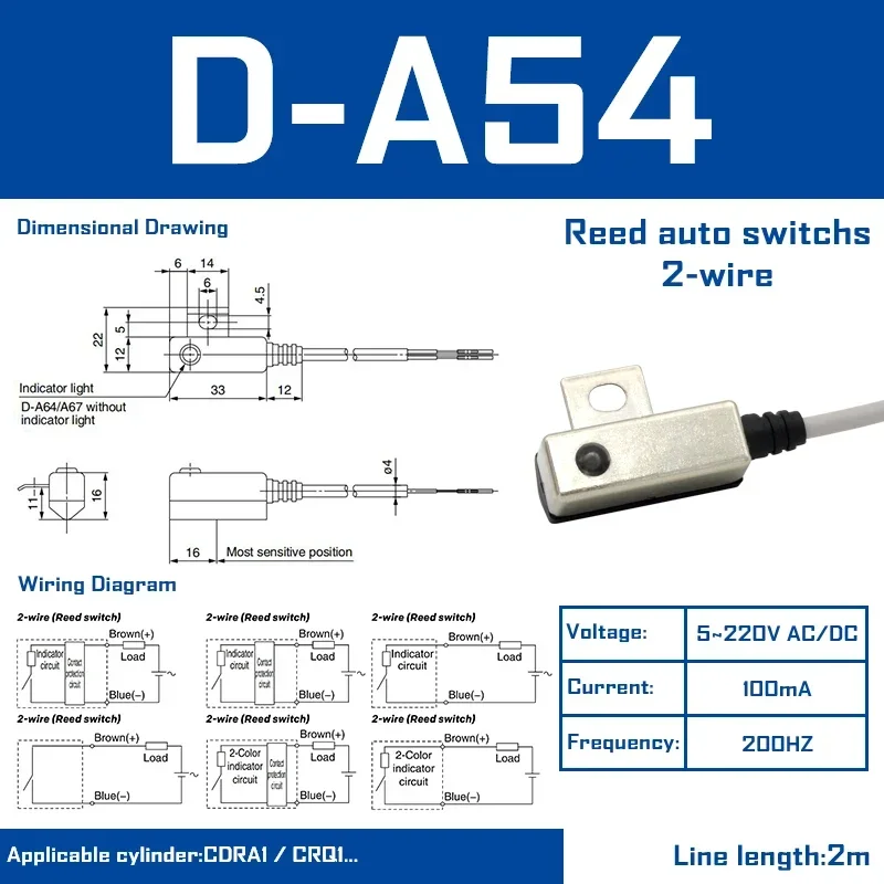 NONE 10 Teile/los Magnetische schalter sensor Reed auto schalter D-A93 Z73 C73 A54 A73 Solid state auto schalter D-M9B D-M9N D-M9P D-M9BV D-F8B 8