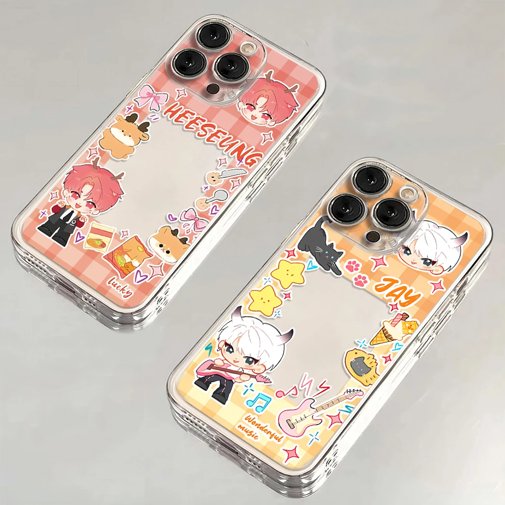 Kpop Boy Group ENHYPEN Handyhülle für Mode iPhone 16 15 14 13 12 11 Mini Pro Max X XR XS Max 7 8 Plus Transparente TPU-Abdeckung