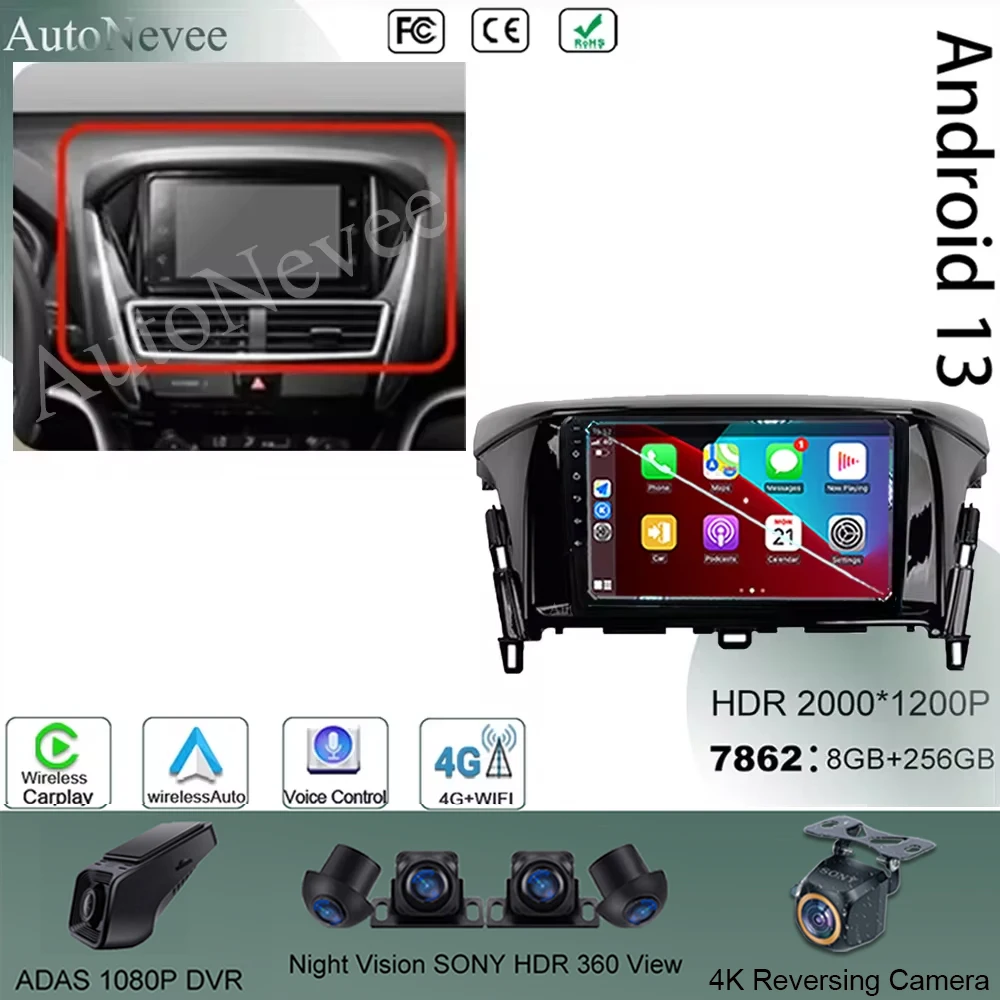 

For Mitsubishi Eclipse Cross 1 2017 - 2021 Android 13 Car BT QLED Screen Video Player 5G Wifi GPS Multimedia Autoradio Carplay