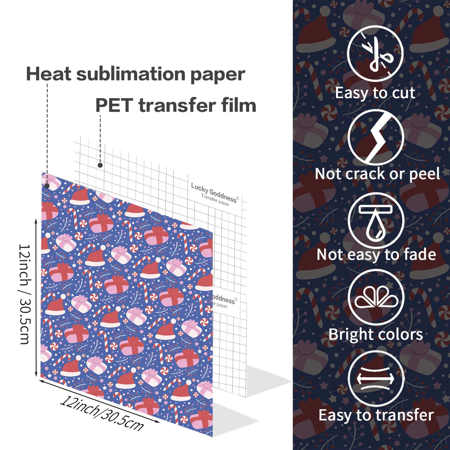 Lucky Goddness Christmas Infusible Transfer Ink Sheets 12 PCS 12\
