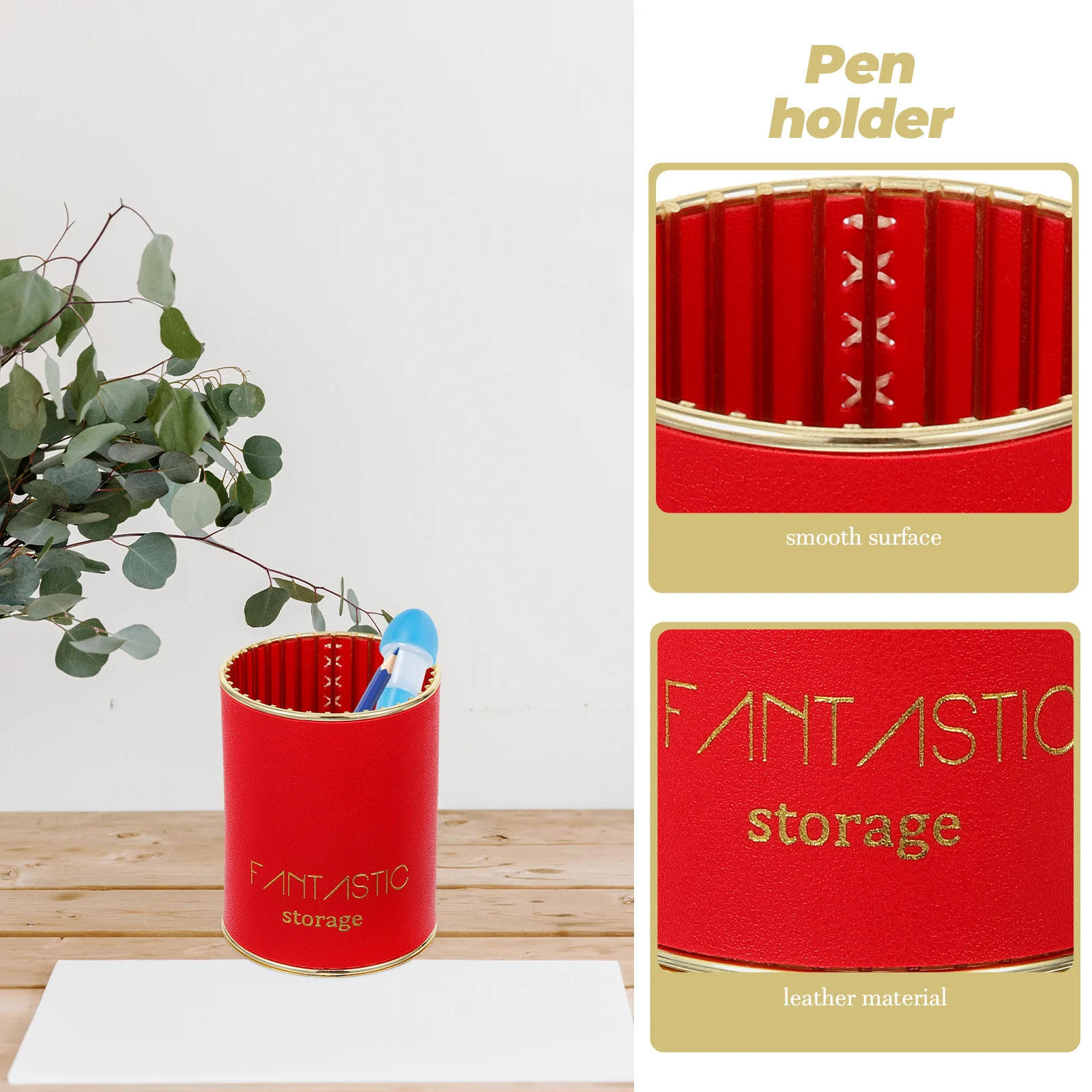 

Pen Holders Makeup Brush Storage Desktop Red for Brushes Tabletop Organizer Office