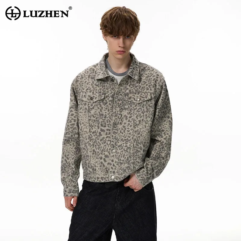 LUZHEN 2026 New Trendy Leopard Print Pockets Decorate Casual Jacket Men's Handsome Original Elegant Male Coat Clothing JY9446