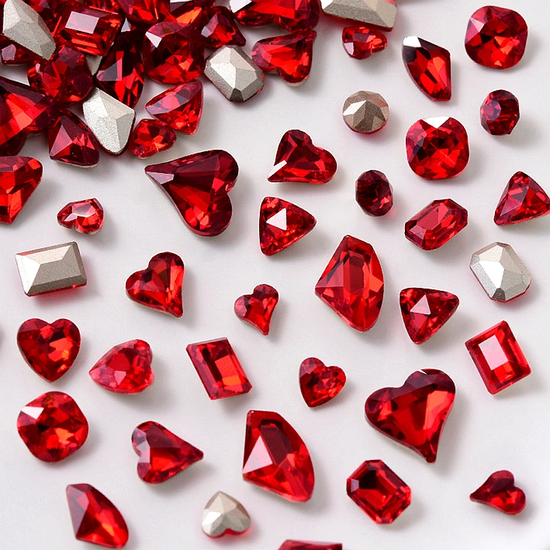 

20PCS Pointed-bottom Red 3D Nail Art Ruby Rhinestone Gem Stone Accessories For Nails Decoration Design Manicure Decor Supplies