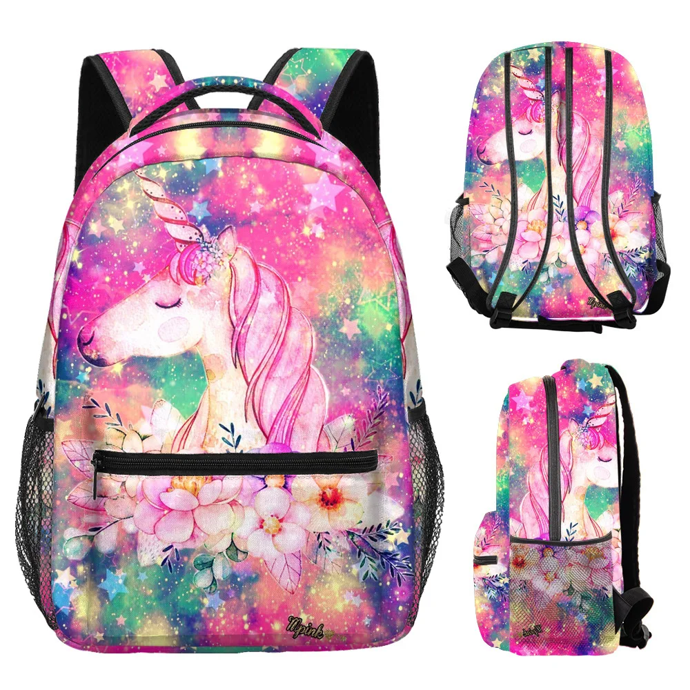 Hip Hop Kpop Youthful School Bags Unisex New Anime Unicorn Travel Bags 3D Print Oxford Waterproof Notebook Shoulder Backpacks