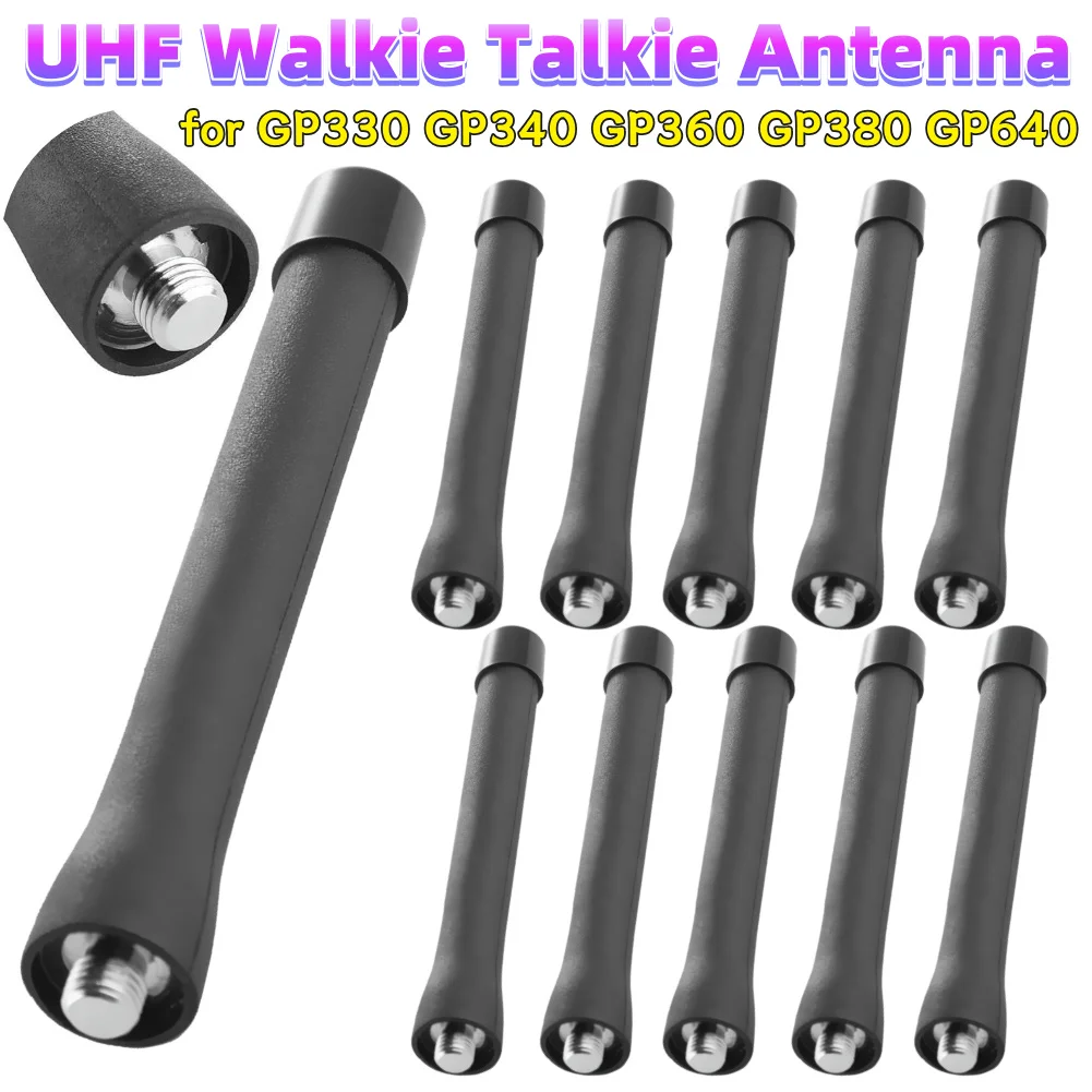 10-1PCS UHF Walkie Talkie Antenna Black Two Ways Radio Antenna Accessory UHF Antenna for Motorola GP330 GP340 GP360 GP380 GP640