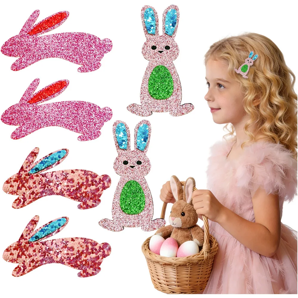 

60 PCS/Lot, Glitter Bunny Baby Hair Clips For Easter Kawaii Rabbit Hairpins Girls Hair Accessories