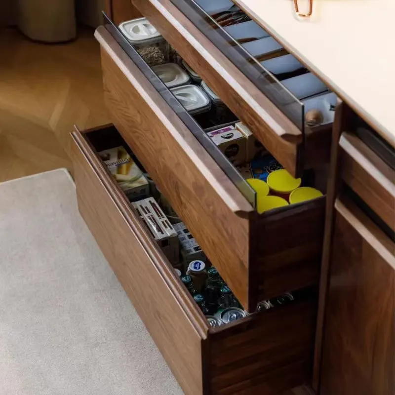 カスタマイズ可能な北欧のシンプルなダイニングサイド無垢材壁バー一体型ティーレストランロックスラブロッカー