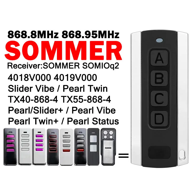 

SOMMER Pearl 4018 TX55 868 4 4018V000 4019V000 4018V064 Slider+ Vibe Twin Status Пульт дистанционного управления гаражными воротами 868,8МГц 868,95МГц