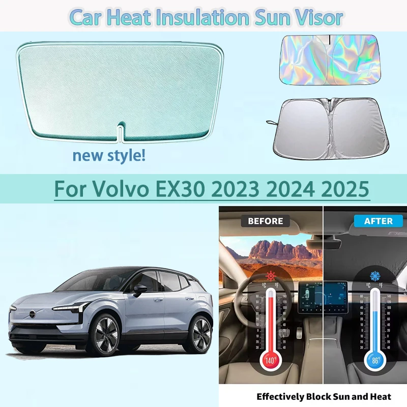 

Car Front Windshield Sunshade Heat Insulation Sun Visor Summer Cooling Auto Accessories For Volvo EX30 2023 2024 2025 Foldable