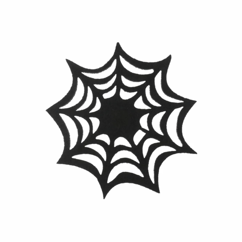 Bat Non-slip Halloween Spider Web Placemat Hollow Out Heat-Insulating Spider Web Coaster Waterproof Soft Felt Cup Mat Party