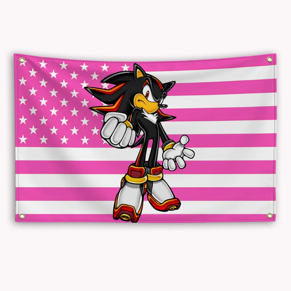S-Sonic-Shadow the Hedgehog Pink American Flag Banner Decorative Home Objects Outdoor Decors Tapestry Garage Flags Advertising