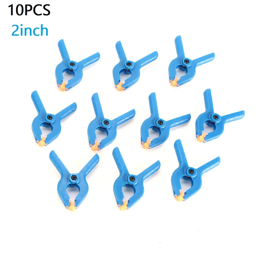 10pc 2inch A-shape Spring Clamp Plastic Blue Adjustable Woodworking Clamp For Spring Clip Photo Studio Background Clamp DIY Tool