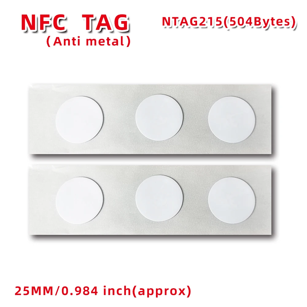 แท็ก NFC215บนโลหะสติกเกอร์ NFC ป้องกันการรบกวนจากโลหะแท็ก NFC สำหรับโทรศัพท์มือถือที่เปิดใช้งาน NFC ทุกรุ่น RFID 13.56MHz Tag