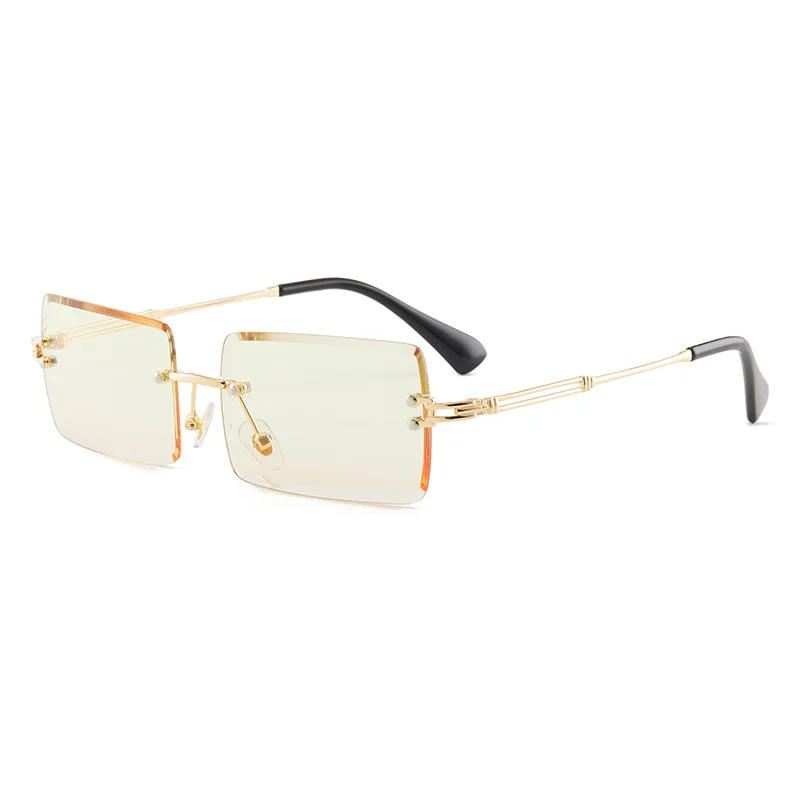 Europe  New cross-border Square Rimless Metal Sunglasses Women's Progressive Color Trend Glasses T105