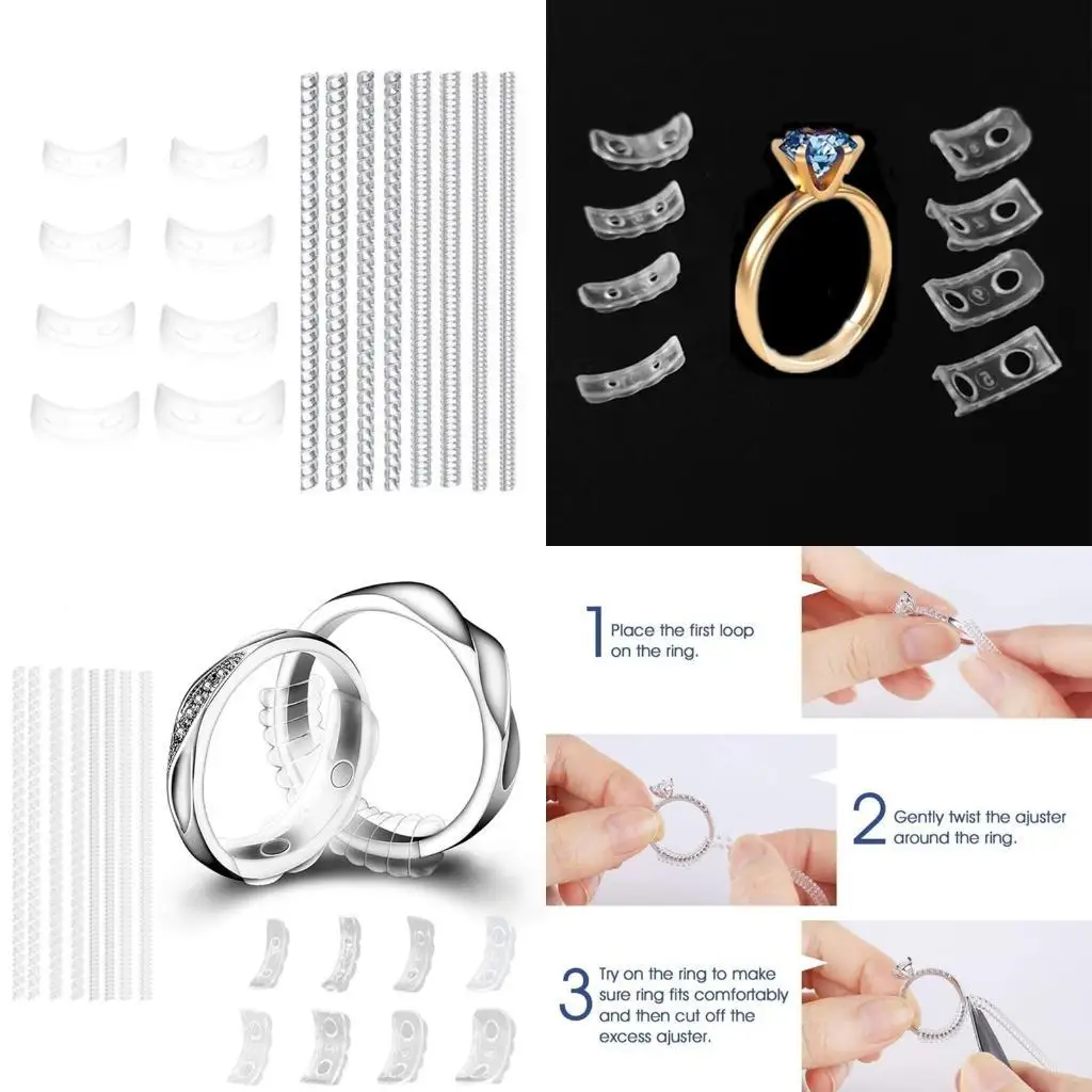 

16X Ring Size Adjuster for Loose Rings Jewelry Sizer Mandrel for Making Jewelry Ring Guard Sizer Tightener Set