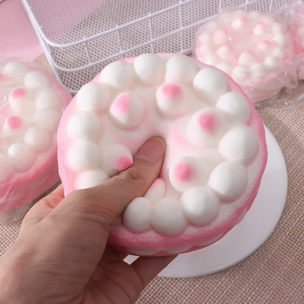 Simulation Raspberry Birthday Cake Squeeze Toy PU Decompression Squishy Fingertip Toy Cream Blaster Pressure Relief