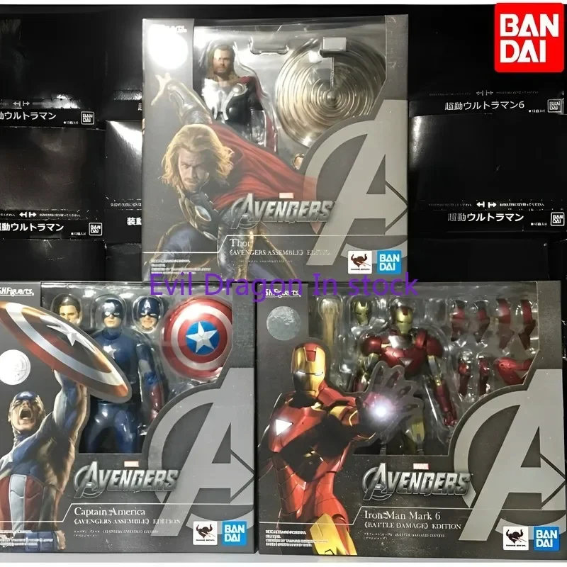 In Stock Bandai Shf Marvel Avengers Endgame Edition Captain America Iron Man Mk6 Thor Hulk Action Figure Collectible Gift Toy