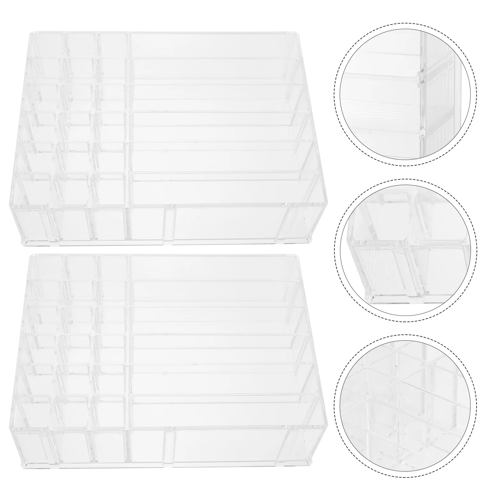 

2Pcs Storage Organizer Multi-Grid Desktop Makeup Holder Box Durable Practical Cosmetics Case Case