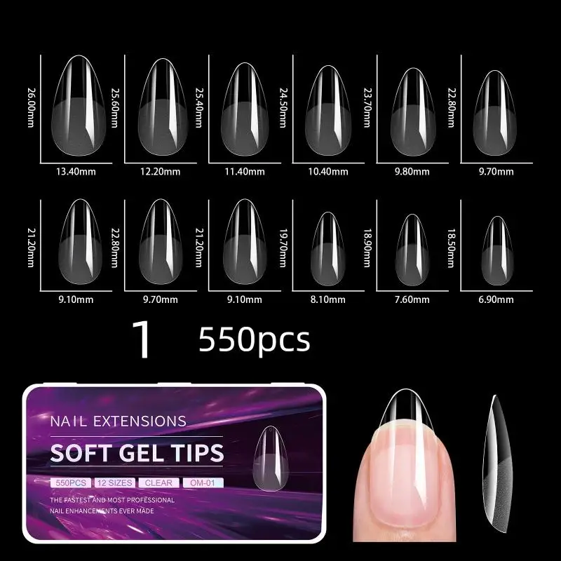 

550Pcs Semi-Matte Medium Short Press-On Fake Nails DIY Press on False Nails No Polishing Nail Tips for Salon Home Use