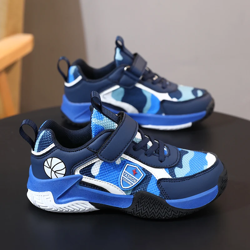 Hot Sell Boys Basketball Shoes Non-slip Children Sport Shoes Wear-resistant Outdoor Boys Basketball Sneakers Rubber Kids Shoes