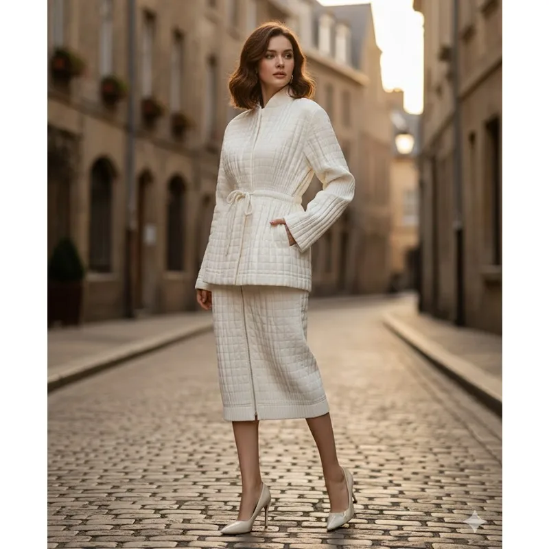 

Miyake Pleated Skirt Set 2026 Spring and Fall New Fashion Peplum Long Sleeve Pleated Skirt Set Funky Fashion Casual 2 Piece Set