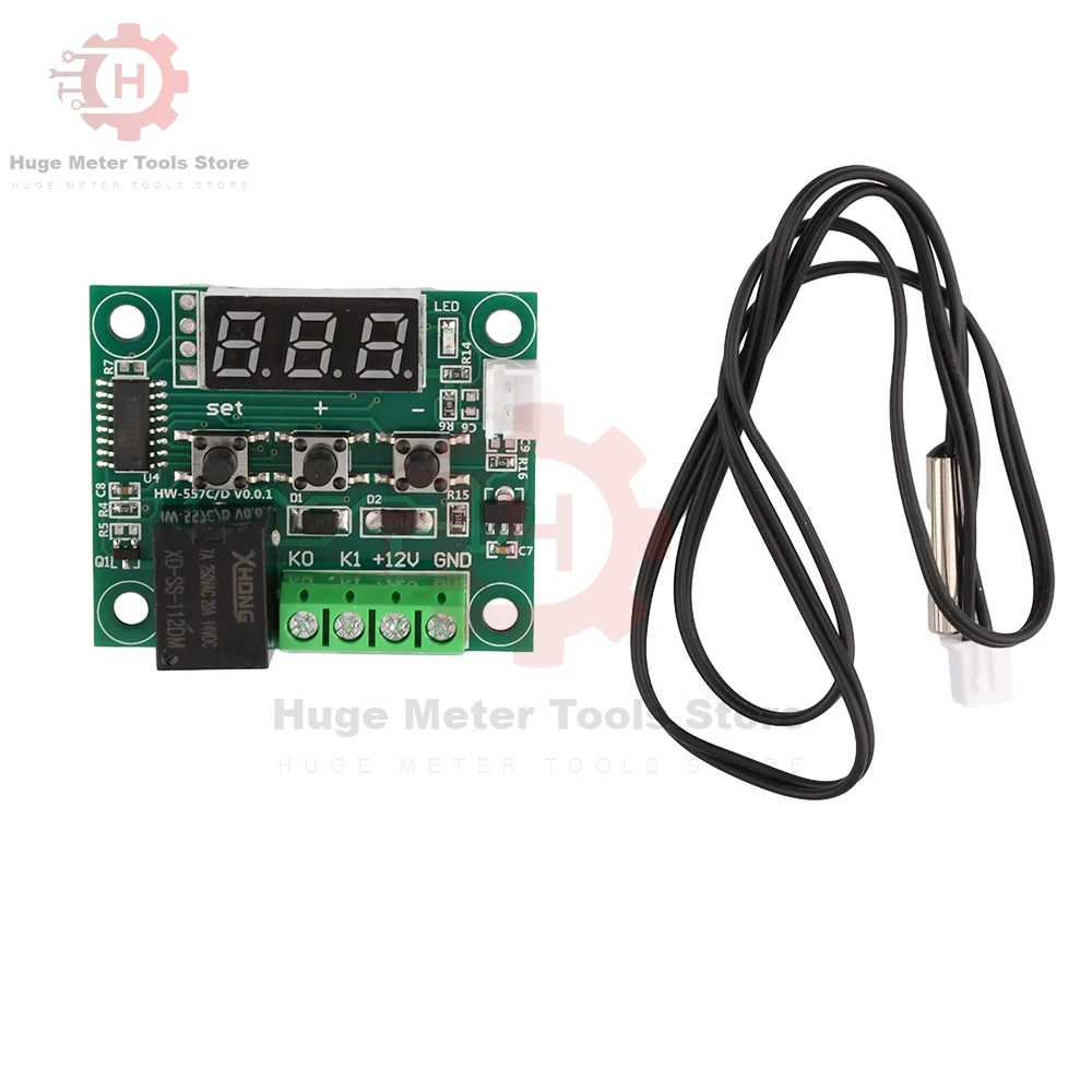 Pengontrol suhu Digital DC12V, Regulator suhu pemanas pendingin dapat disesuaikan, termostat Sensor NTC