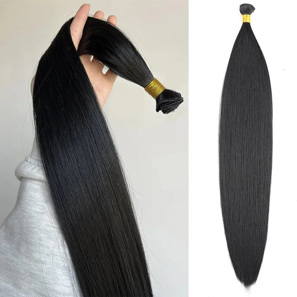 36-дюймовые длинные прямые волосы с костями, салонные натуральные волосы для наращивания, искусственные волокна, синтетические прямые волосы с костями, плетение от всего до конца