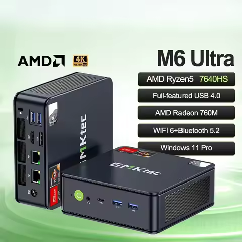 GMKtec Mini PC M6 Ultra Nucbox AMD R5 7640HS 6-core 12-thread DDR5 4800Mhz Pcie 3.0 SSD WIFI 6 BT5.2 Win11 Pro Desktop Gaming PC