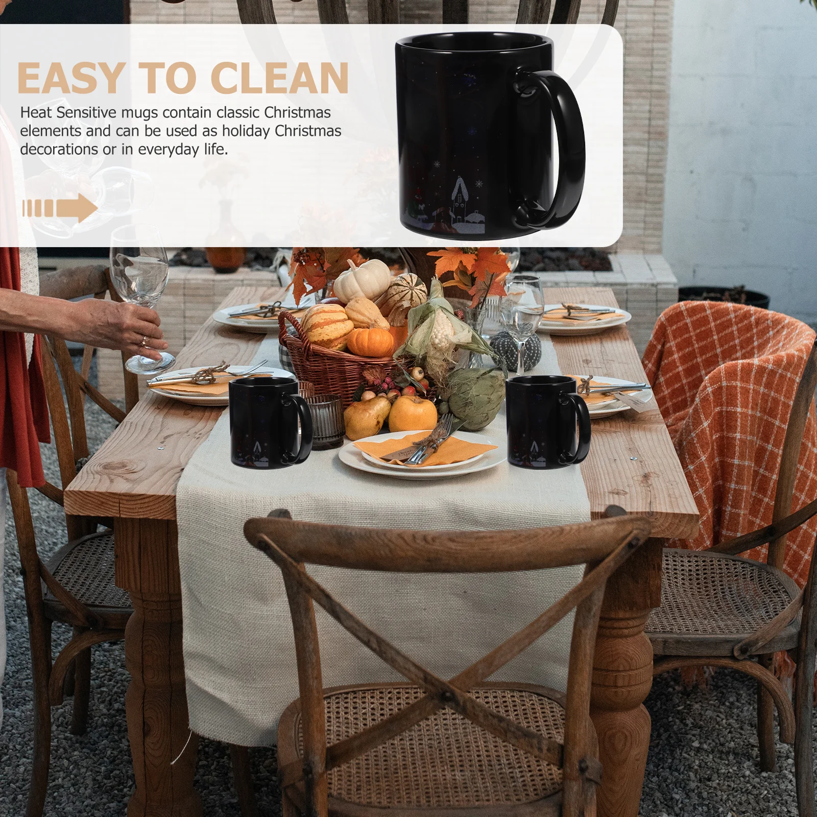 

Ceramic Christmas Heat Mugs Color Changing Coffee Tea Milk Cup Festive Decor Snowman Gift Discoloration Christmas Mugs