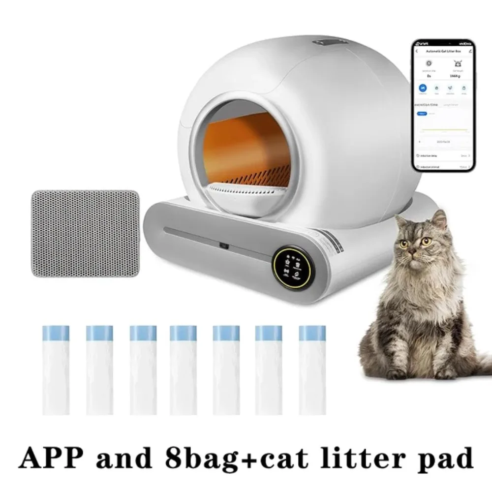 

Intelligent Motion Sensor Cat Litter Box, APP Control, with Cat Litter Pad, Cat Litter Bag, Suitable for Multiple Cats, 2024