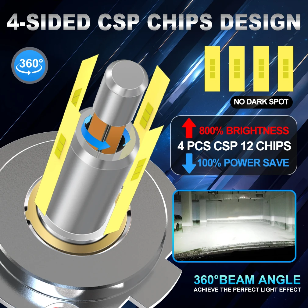 XSTORM H7 LED Headlight Bulbs H1 9005 9006 H11 LED Lights Canbus NO Error 200W 60000LM Turbo Lamps Car Headlights 6000K 12V