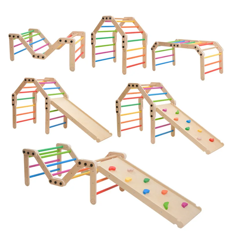 

Solid Wood Versatile Climbing Frame for Sensory Sports Training Early Education Two-In-One Combination Slide Climbing Frame