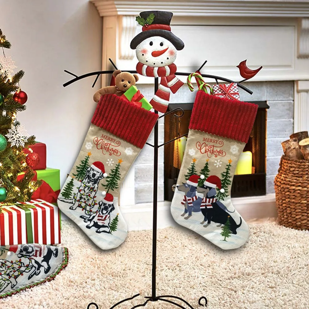 

Xmas Pendant Stylish Christmas Socks Hanging Large Capacity Santa Socks Reusable Soft Candy Bag Supermarket