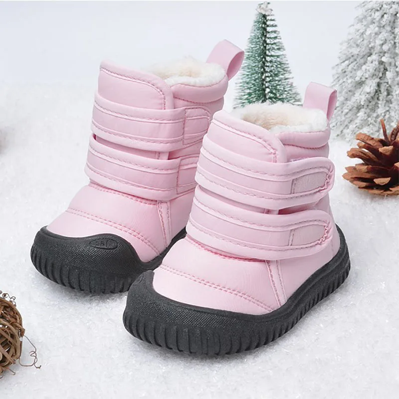 Winter Baby Snow Boots Boys Girls Warm Cotton Shoes Kids Hook Design Princess Short Boots Children Waterproof Snow Boots