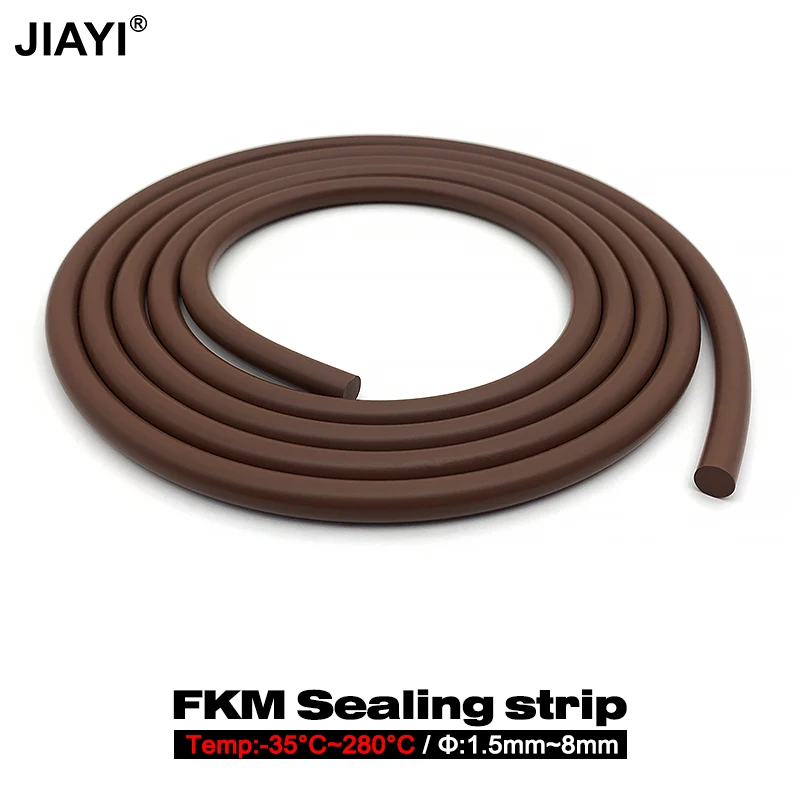 2/3/5M FKM Solid Sealing Strips Heat-resistant Oil Resistance Brown Rubber Round Strip Not Foaming Diameter 1.5/1.8/2/2.5/3~8mm