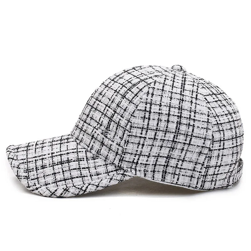 Fashion Baseball Cap for Women Ladies Warm Winter Hat Lattice Outdoor Luxury Brand Design Plaid Adjustable Snapback Trucker Cap