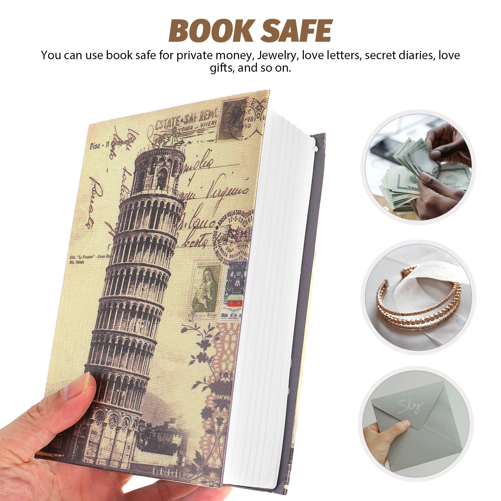 Book Storage Box Safe Money Hiding Place Hollow Out Security Lock Secret Hidden Iron Jewelry