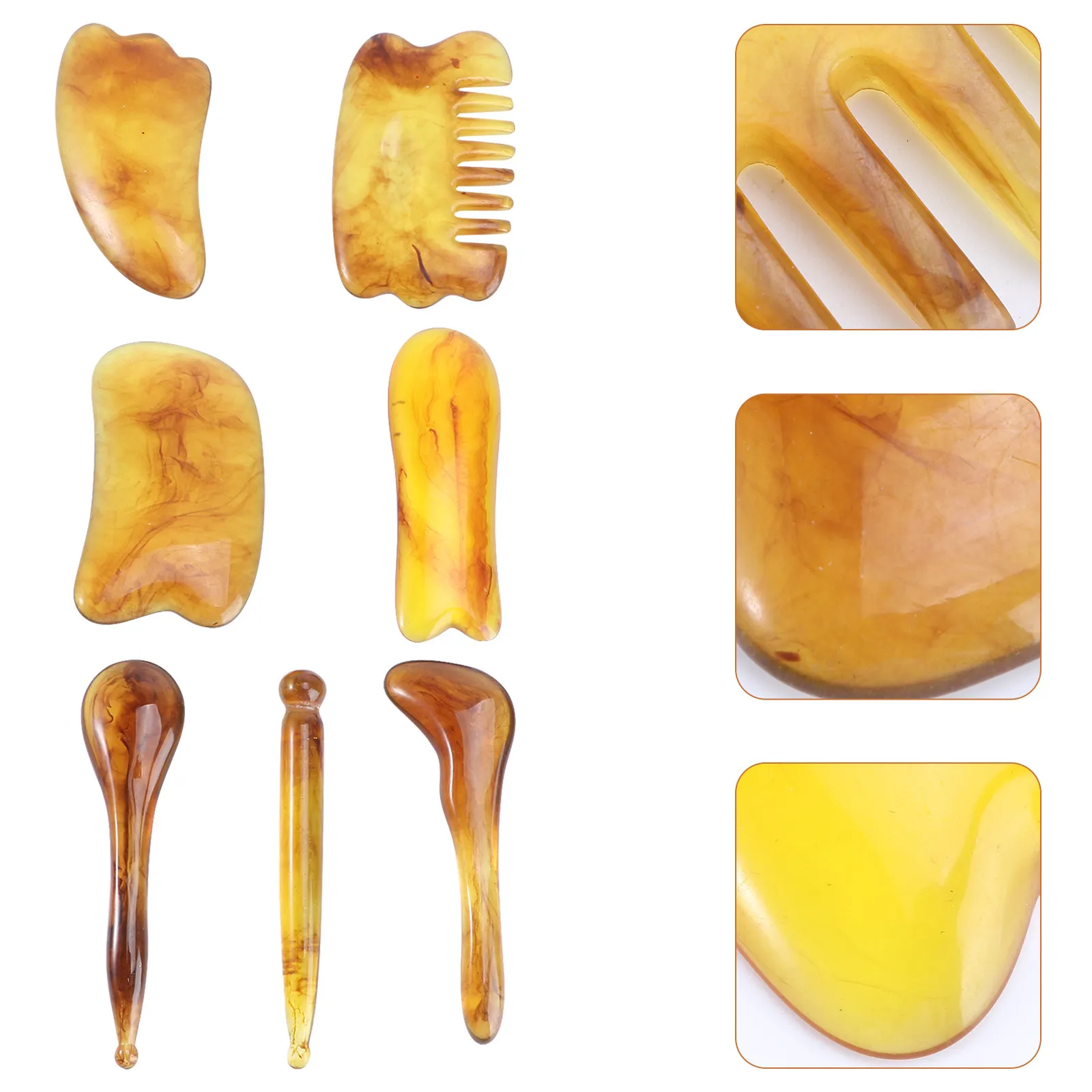 

7Pcs Gua Sha Scraper Set Home Use Facial Body Massage Tool Anti Aging Muscle Pain Polished