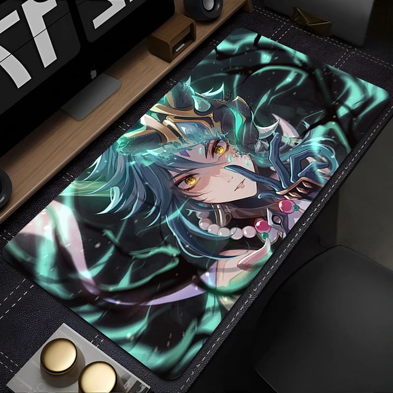 

Xiao Genshin Impact Mouse Pad PC Gamer Cabinet Keyboard Rug Green Desk Mat Anime Desk Mat Laptop Gaming Accessories Mousepad XXL