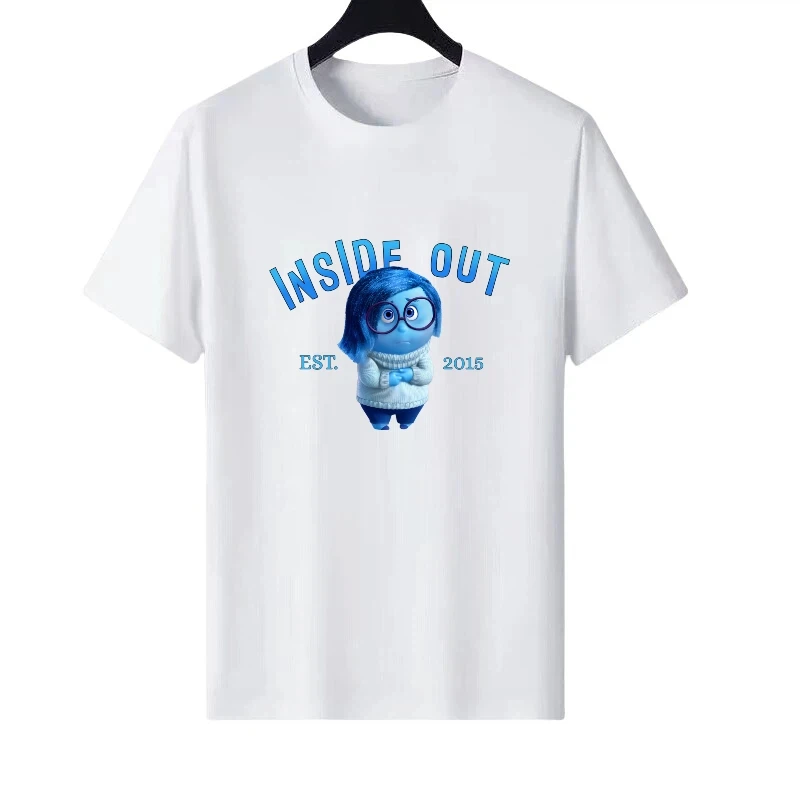 

Disney Inside Out Pattern Woman Parent-Child Clothing Round Neck Print Tops Ladies Cheap Short Sleeves T-Shirt Men Sweatshirts