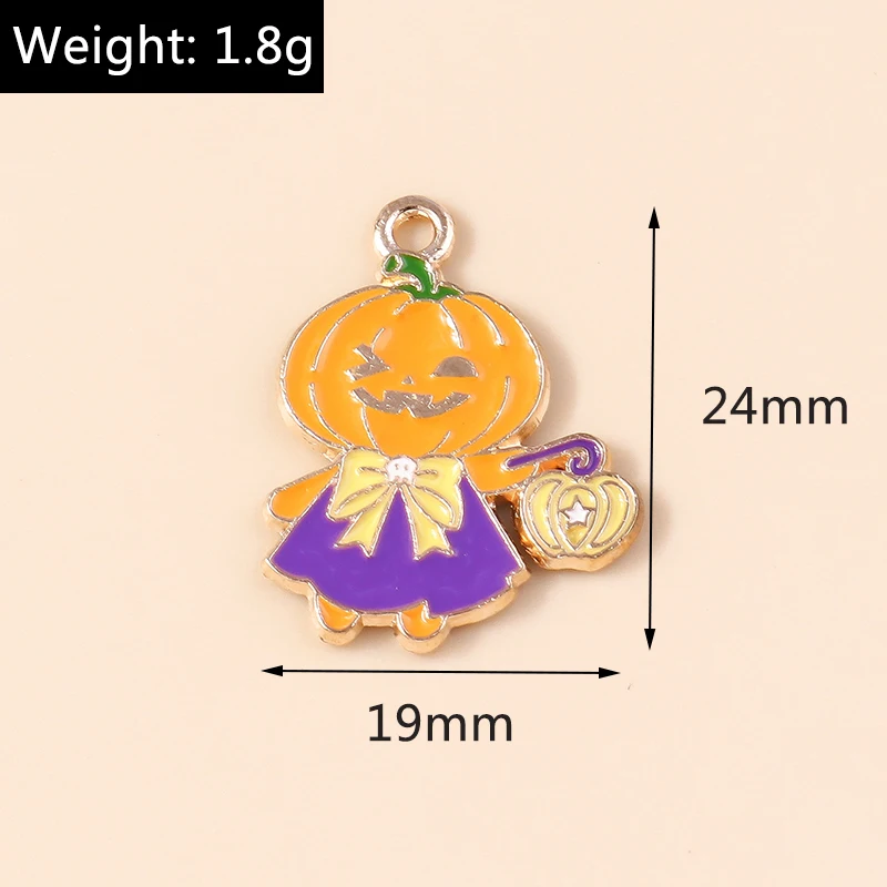 Leslie 10 stücke Mode Halloween Charme Emaille Horror Augapfel Spinne Hexe Geist Kürbis Anhänger für DIY Schmuck machen Accessoires – Detail 16