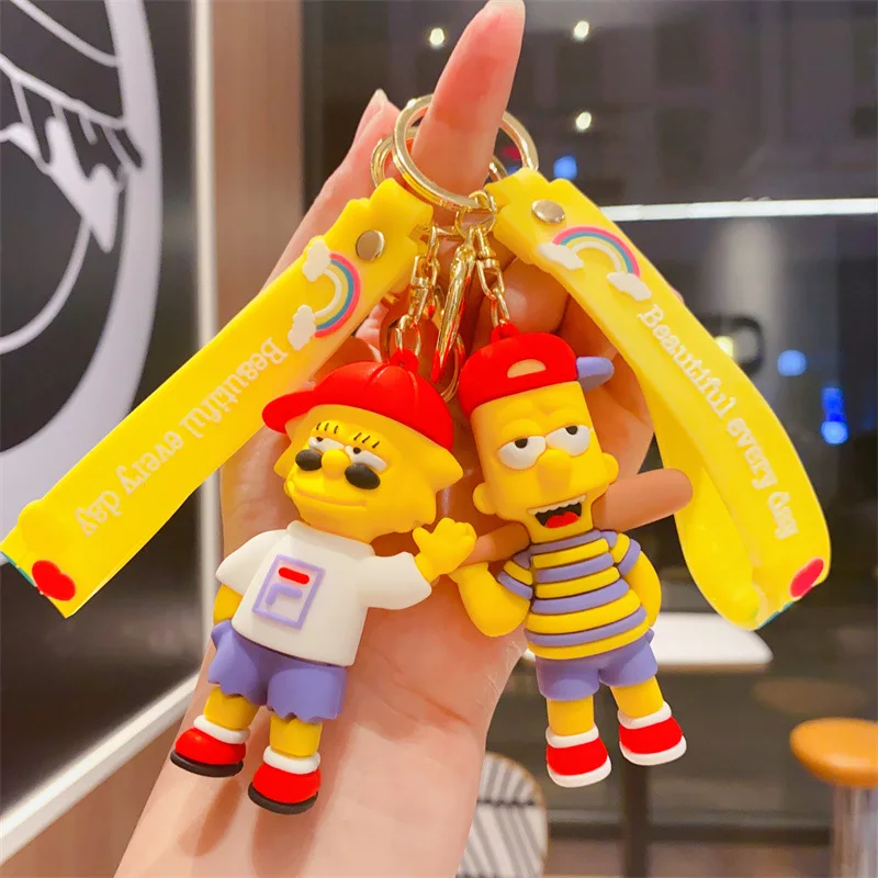 أنيمي عائلة سمبسنز المفاتيح الكرتون لطيف أنيمي الشكل بارت هومر مارج ليزا كيرينغ ظهره الديكور مفتاح السيارة هدايا عيد الميلاد